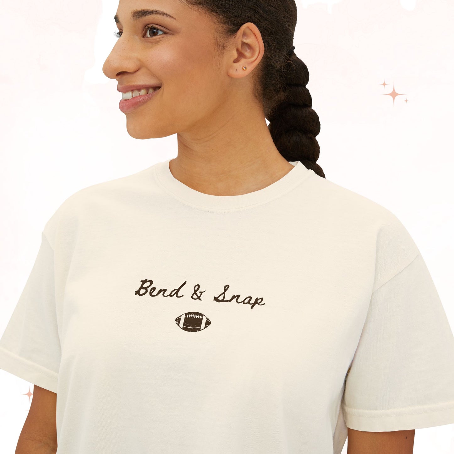 Boxy Tee — "Bend & Snap" Minimal Graphic Women's Crop T-Shirt