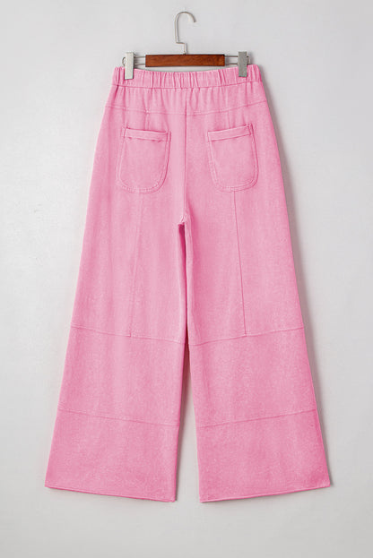 Hannah Mineral Wash Exposed Seam Wide Leg Cargo Pants - Bonbon