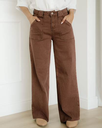 Rylan Retro Washed Patch Pocket Loose Jeans
